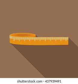 Yellow measuring tape icon, flat style