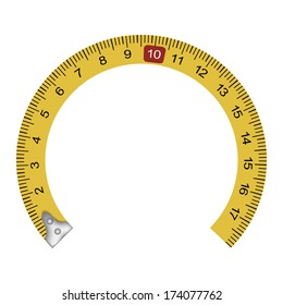 Yellow measuring tape in the shape of a horseshoe