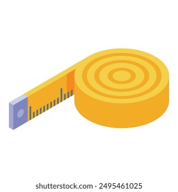 Yellow measuring tape showing centimeters in isometric view