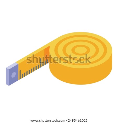 Yellow measuring tape showing centimeters in isometric view