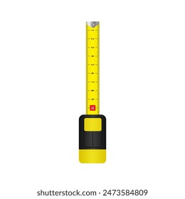 Yellow measuring tape top view flat vector illustration