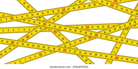 Yellow measuring tape. Working tapeline. tape measure, ruler metric measurement. Millimeter, centimeter, meter. Metric ruler mm, cm or m scale. School equipment icon. Tools sign