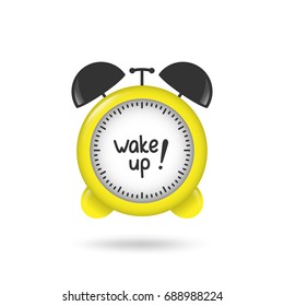Yellow mechanical alarm clock vector isolated