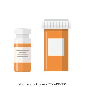 Yellow medical drug glass bottle with vitamin or vaccine vector isolated on white background