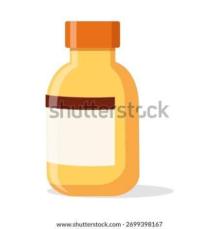 Yellow Medicine Bottle with Blank Label Illustration for Healthcare and Pharmacy