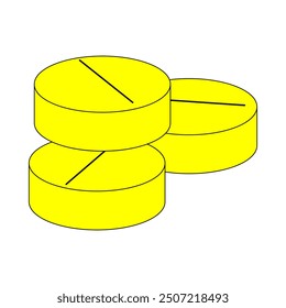 yellow medicine pills. simple vector illustration. health theme