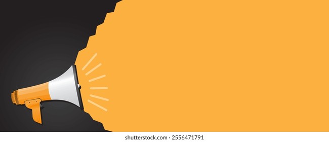 yellow megaphone in black and yellow background banner template for business news, banners, hiring posts 