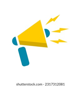 Yellow megaphone doodle icon flat vector design