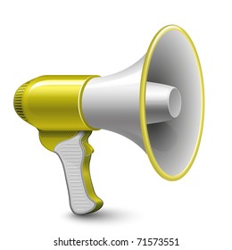 Megáfono amarillo. Ilustración vectorial altamente detallada.