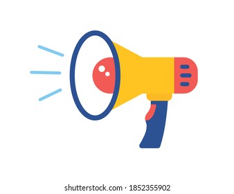 Yellow megaphone isolated flat vector icon