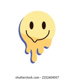 yellow melt emoticon smile face icon. happy emoji symbol vector illustration.