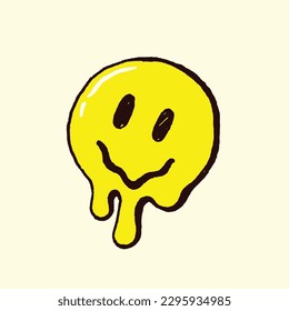 yellow melted smile emoji vector illustration