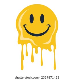 yellow melting emoticon on a white background. flat vector illustration.