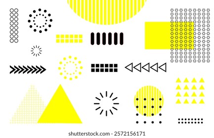 Yellow Memphis Backgrounds with Creative Geometry