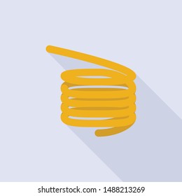 Yellow metal coil icon. Flat illustration of yellow metal coil vector icon for web design