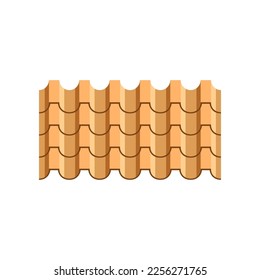 Yellow metal roof tiles vector illustration. Cartoon drawing of metallic profile sheets for house or home roof on white background. Construction, materials concept