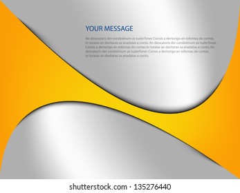 Yellow metal vector background overlap dimension 3d graphic message board for text and message design frame line shadow for modern web design eps10
