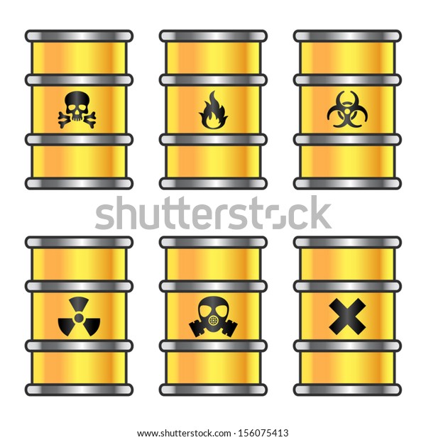 Download Yellow Metallic Barrels Warning Signs Stock Vector Royalty Free 156075413 Yellowimages Mockups