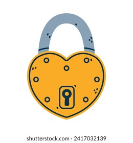 Padlock metálico amarillo como bloqueo portátil con vectores de espiral