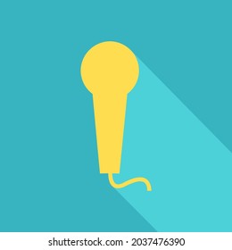 Yellow microphone, illustration, vector, on a white background.