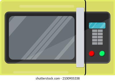 Microondas amarillas, ilustración, vector sobre un fondo blanco.