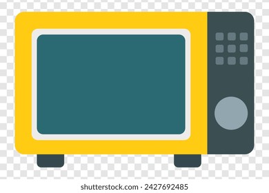 Yellow microwave line icon. Oven, food, waves, heating, kitchen, heat, grill, household, electricity, plate, emitter, electrical appliance, timer. Vector line icon for business and advertising