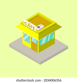 Yellow Mini Cafe Isometric Building