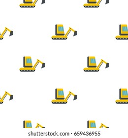 Yellow mini excavator pattern seamless flat style for web vector illustration