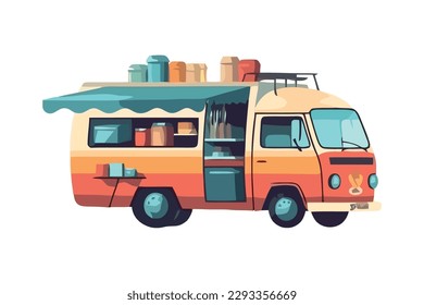 Yellow mini van speeds towards summer adventure isolated