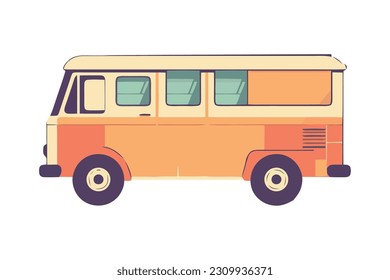 Yellow mini van symbolizes summer adventure travel isolated