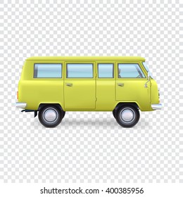 Yellow minibus on transparent background, vector illustration for your presentation, posters, cover and other design