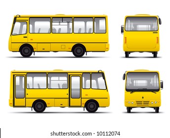 yellow minibus vector draft template isolated over white background