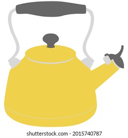 Yellow, minimal style vector illustration of a retro classic teapot or kettle.