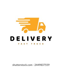 Yellow Minimalist Fast Truck Delivery Logo