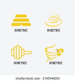 yellow minimalist logo template for cafe or honey product 