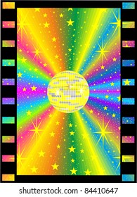 yellow mirror ball in a film strip