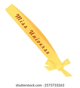 Yellow Miss Universe ribbon. vector