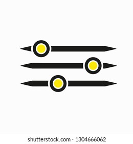 Yellow Mixer Settings Icon. Vector icon.