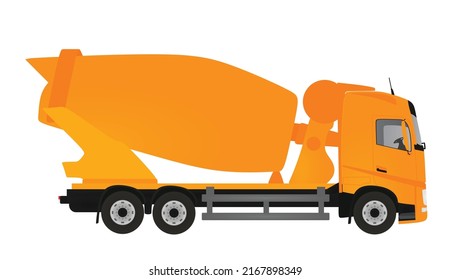 Yellow mixer truck. vector illustration