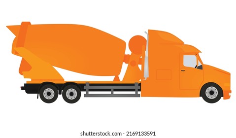 Yellow mixer truck. vector illustration