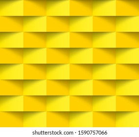 Yellow modern absrtact seamless geometric pattern, 3d paper art style that looks creased, Vector illustration
