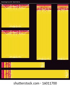 yellow modern banners with snowflakes, vector illustration This banners are in the most popular sizes: 468/60px, 300/250px, 300/300px, 728/90px, 120/600px, 160/600px