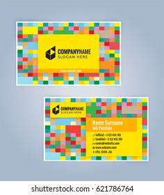 Yellow modern business card template with Colorful rectangles Background, Illustration Vector 10