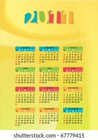 Yellow modern celendar design 2011
