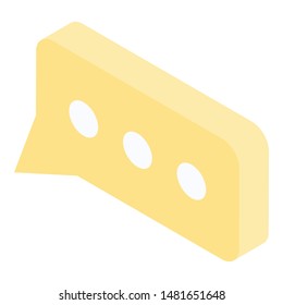 Yellow modern chat icon. Isometric of yellow modern chat vector icon for web design isolated on white background