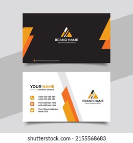 Yellow modern creative business card and name card, horizontal simple clean template vector design