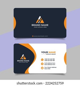 Yellow modern creative business card and name card horizontal simple clean template vector design