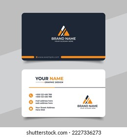 Yellow modern creative business card and name card horizontal simple clean template vector design