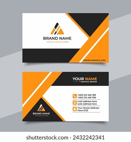 Yellow modern creative business card and name card horizontal simple clean template vector design