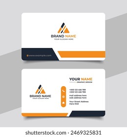 Yellow modern creative business card and name card horizontal simple clean template vector design